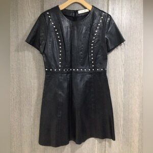 DO+BE Black Faux Leather Studded Mini Dress